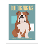 Affiche Bulldog Anglais– Tenace - Attendrissant - Flegmatique - Poster 30 x40 cm - Collection Dogs stories – StudioRetroPop®