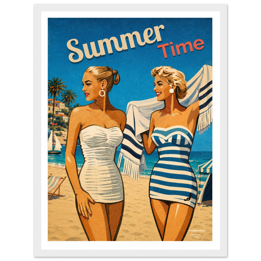 Affiche Summer Time – Affiche Mode - Collection Vintage Stories VS N°006 – StudioRetroPop® – 30x40 cm / 12x16″