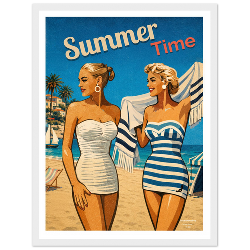 Affiche Summer Time – Affiche Mode - Collection Vintage Stories VS N°006 – StudioRetroPop® – 30x40 cm / 12x16″