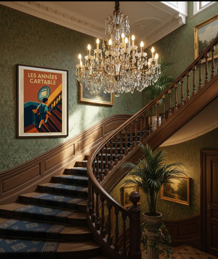 Studioretropop Affiche (50s) Les années cartable - Format 49 x 69 cm avec cadre by Spreadconnect