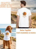 Lot de t-shirts assortis Studioretropop Coastal Dogs Club pour humain et chien à la plage.