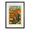 Studioretropop Affiche (70s) Coffee & groceries Format 49 x 69 cm avec cadre