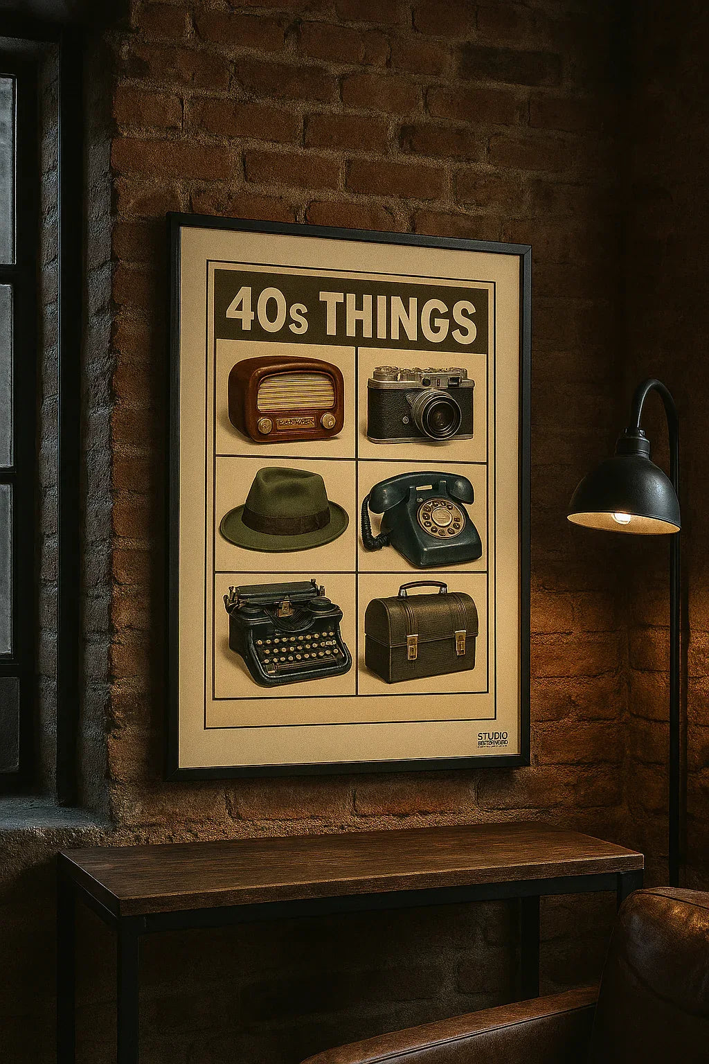 Affiche rétro Les Objets des Années 40 décoration murale vintage
