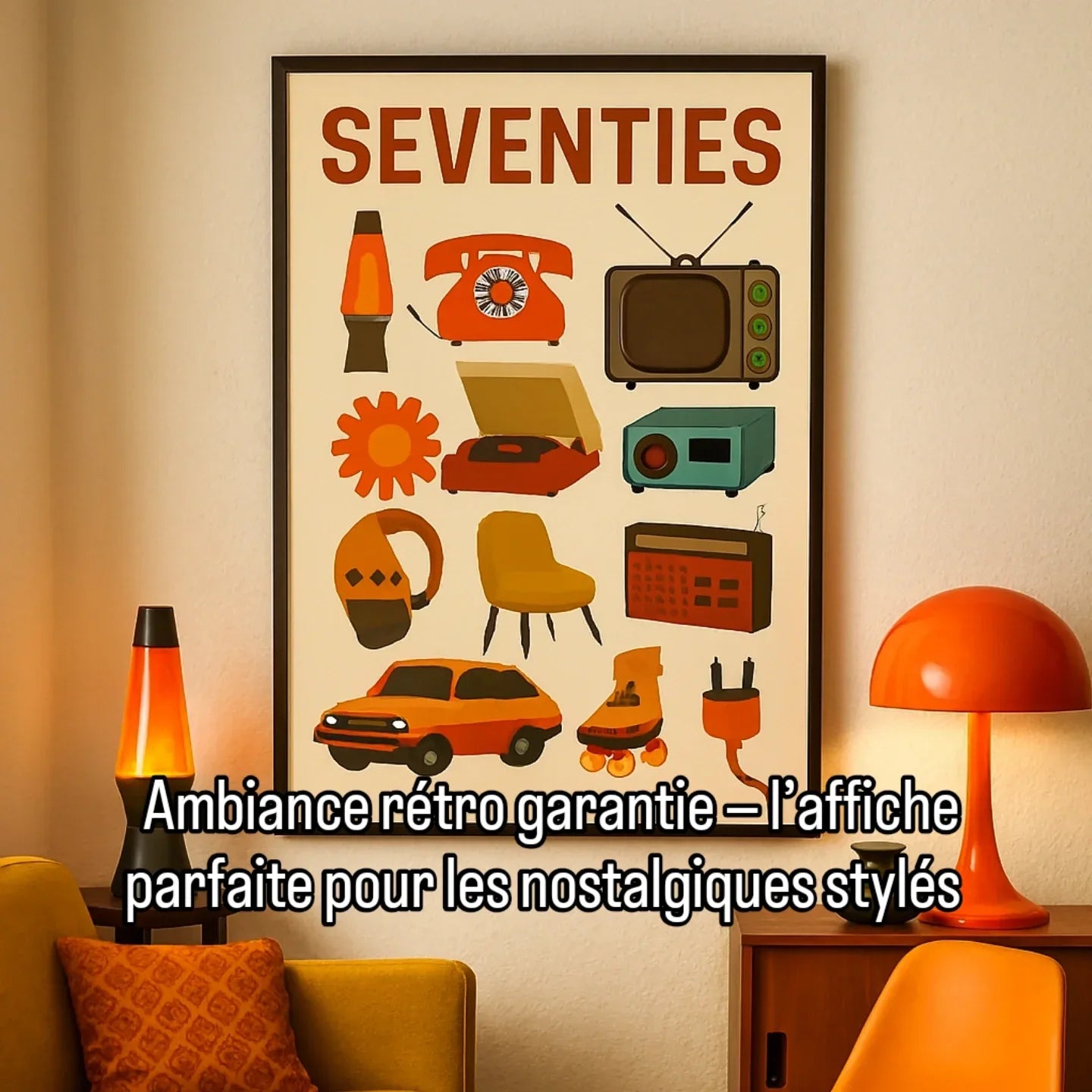 Affiche Seventies Années 70- Format 49×69cm avec cadre - StudioRetroPop