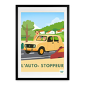 Affiche vintage L'Auto-Stoppeur Années 80 - Format 49×69cm encadrée noir