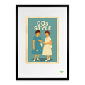 Affiche 60s La mode des années 1960 - Format 50 x 70cm encadrée Noir - noir