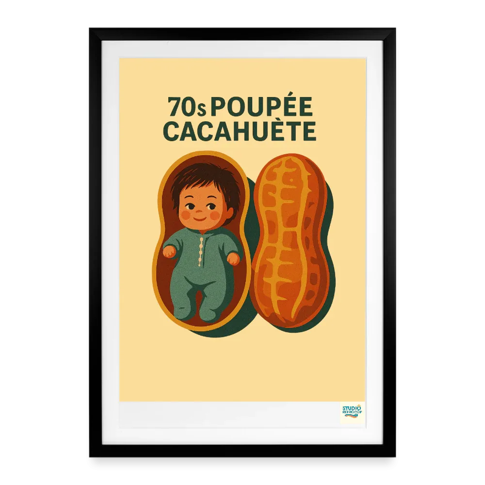 Affiche vintage Poupée Cacahuète Années 70 - Format 49×69cm encadrée noir