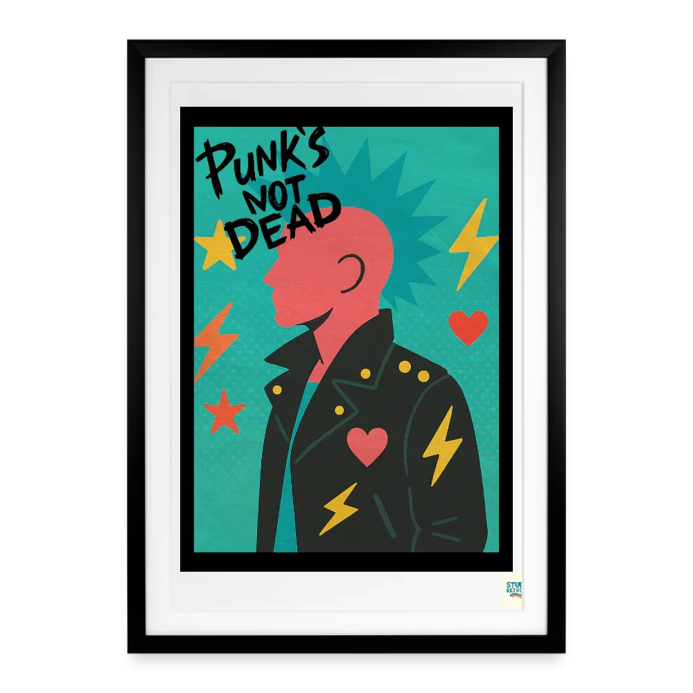 Studioretropop Affiche (80s) Punk's not dead - Format 49 x 69 cm avec cadre