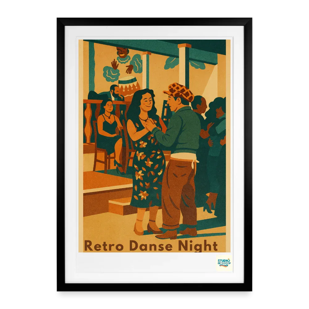 Studioretropop Affiche (70s) Retro Danse Night - Format 49 x 69 cm avec cadre