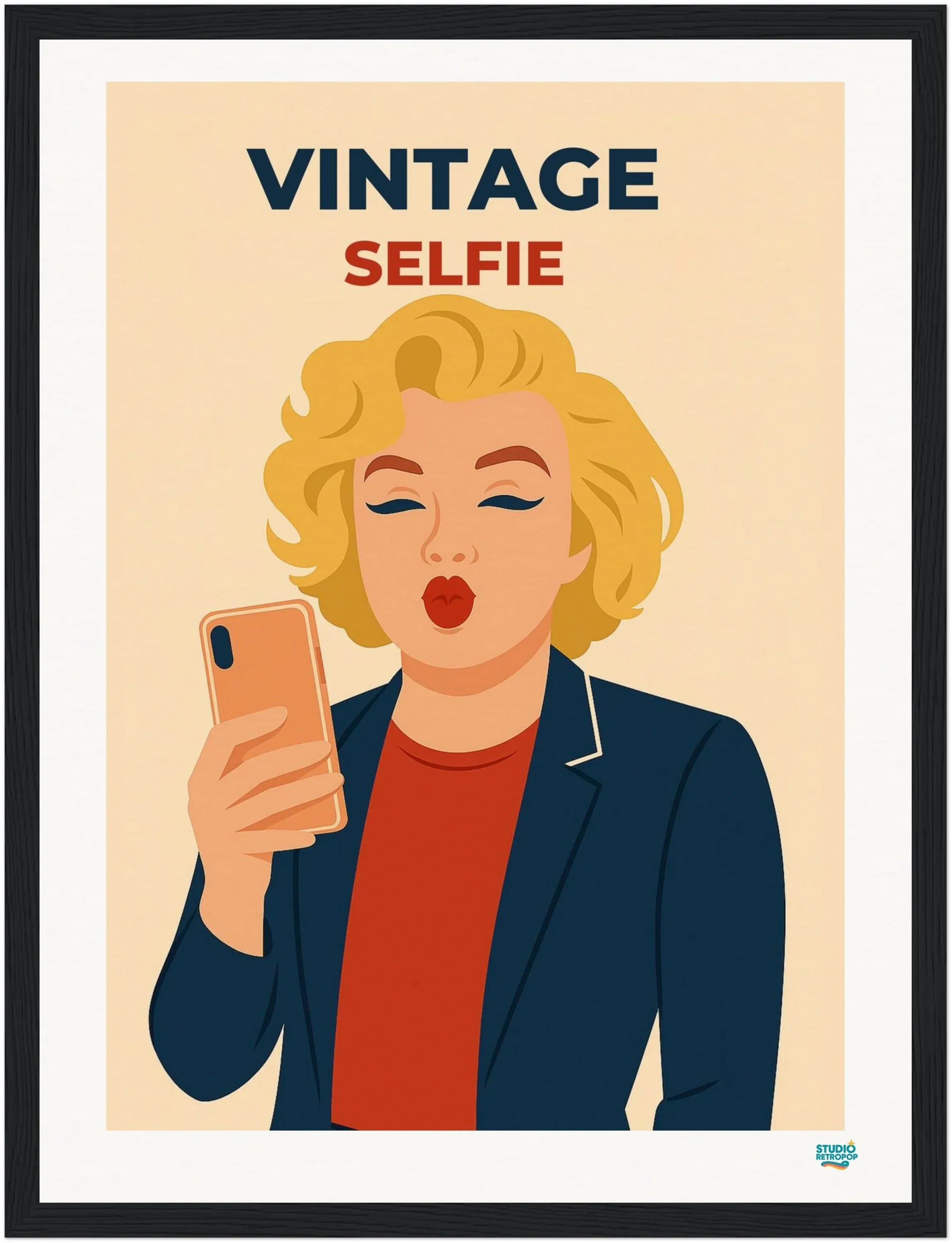 Affiche Selfie Rétro-pop Années 2000 - 49 × 69cm avec cadre - Art Rétro Pop - StudioRetroPop