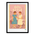 Affiche vintage Style Années 60 - Format 49×69cm encadrée noir