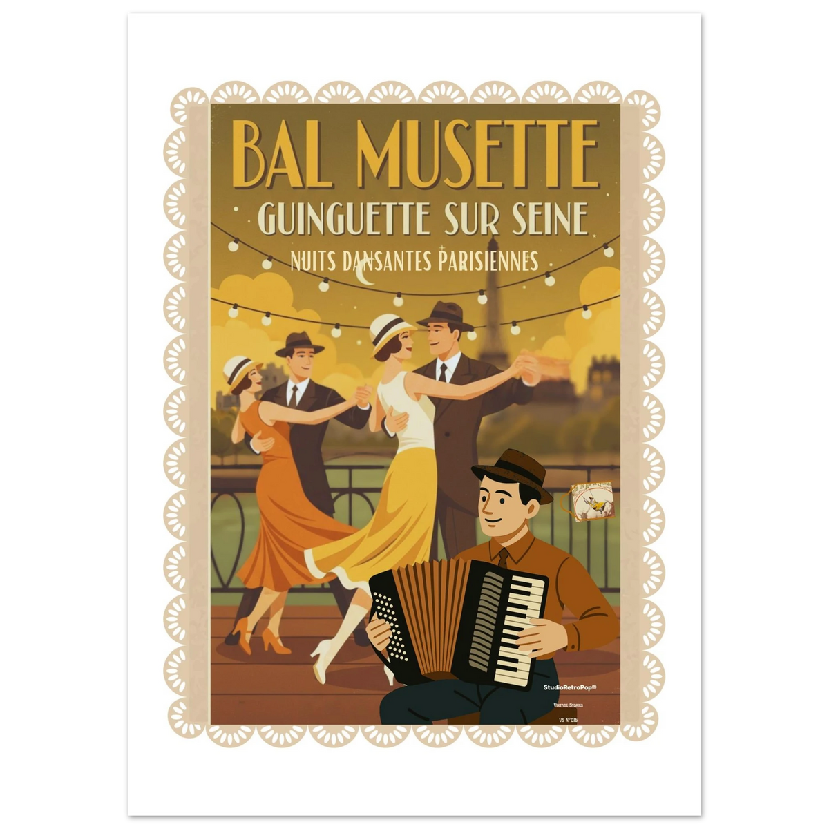 Affiche Nuits dansantes Parisiennes – StudioRetroPop® – 30x40 cm / 12x16″