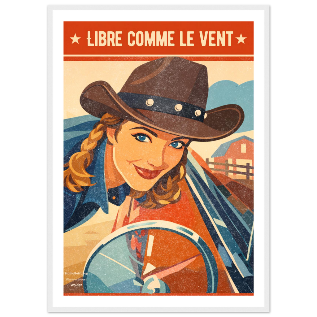Affiche Libre comme le vent - Affiche décorative - Collection Western Stories WS N°002 – StudioRetroPop® – 30x40 cm / 12x16″