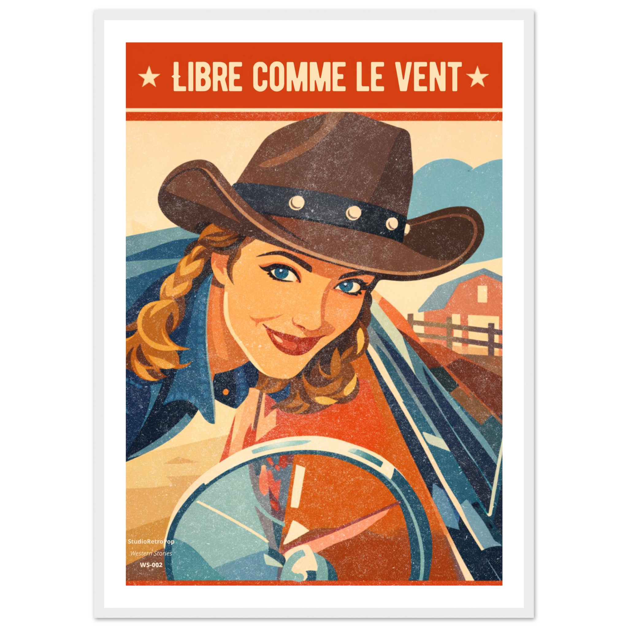 Affiche Libre comme le vent - Affiche décorative - Collection Western Stories WS N°002 – StudioRetroPop® – 30x40 cm / 12x16″