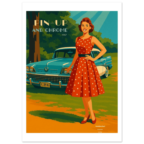 Affiche Affiche Pin-up and Chrome – Collection Vintage Stories | StudioRetroPop® – StudioRetroPop® – 30x40 cm / 12x16″