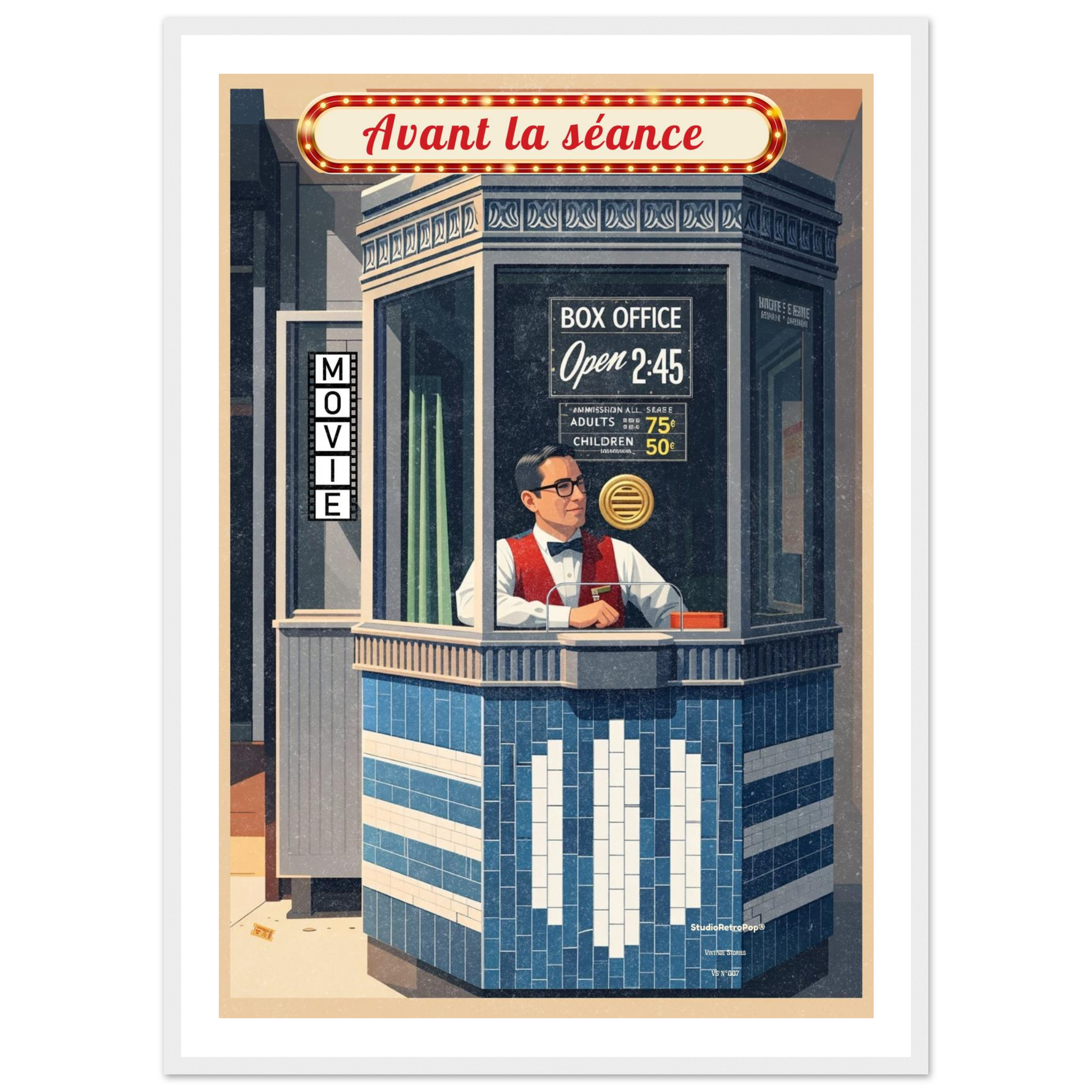 Affiche Avant la séance - Affiche Histoires urbaines - Collection Vintage Stories VS N°007 – StudioRetroPop® – 30x40 cm / 12x16″