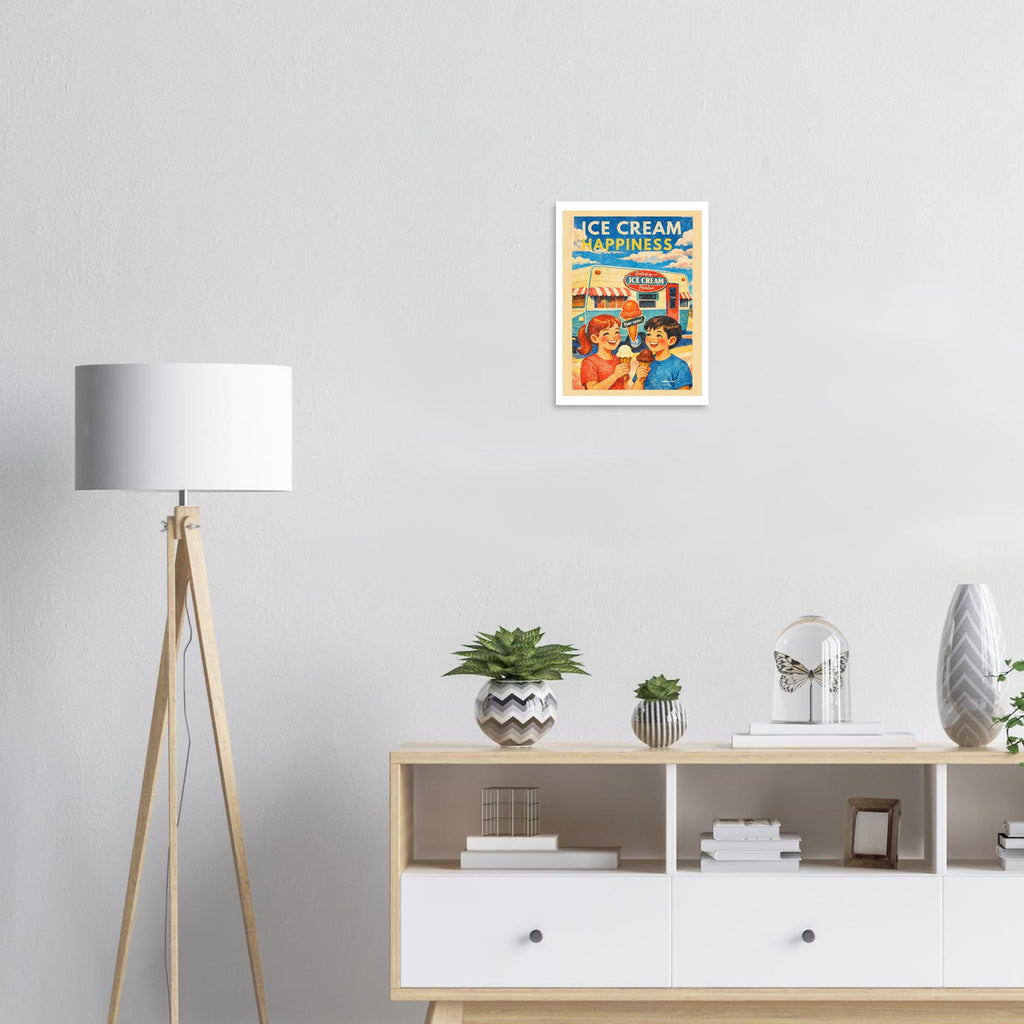 Affiche Ice Cream Happiness - affiche Vintage - Collection Vintage Stories VS N°018 – StudioRetroPop® – 30x40 cm / 12x16″