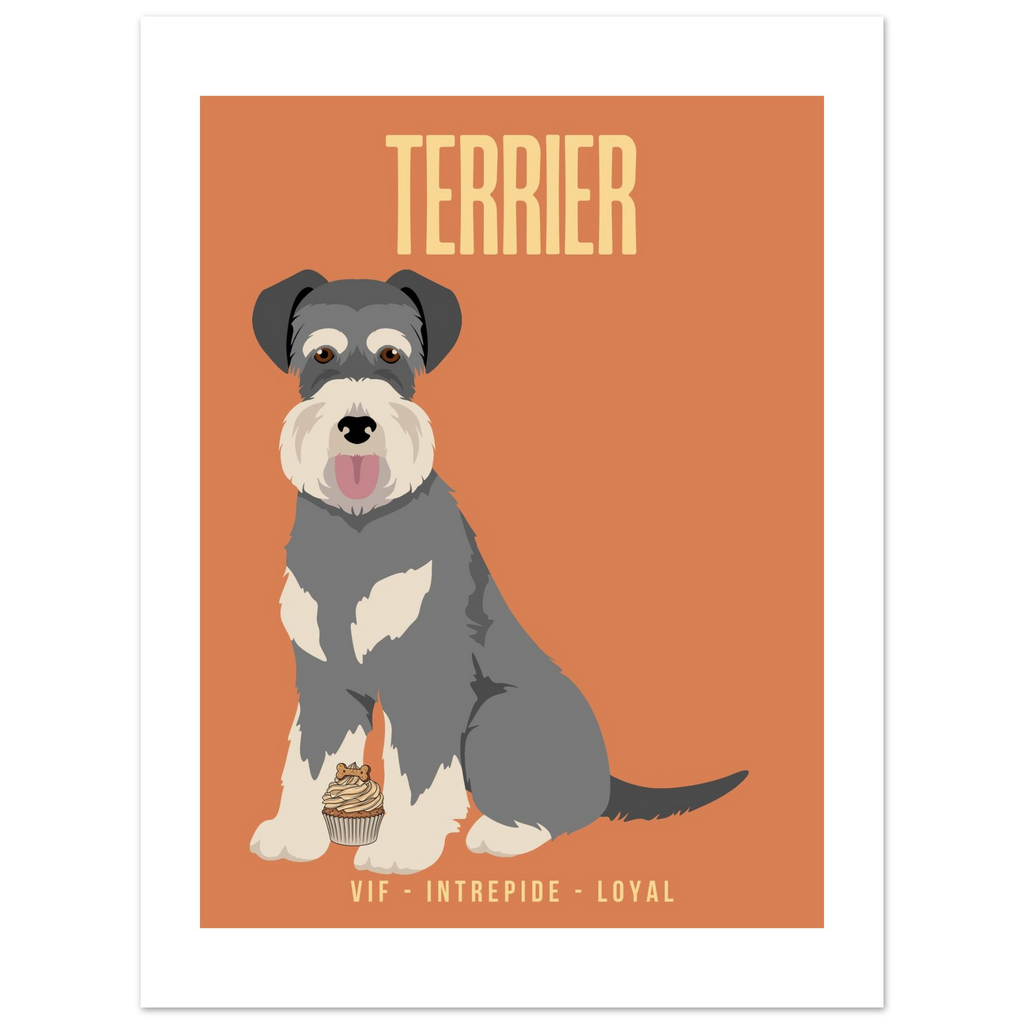 Affiche Terrier–Vif - Intrépide- Loyal - Poster 30 x40 cm - Collection Dogs stories – StudioRetroPop®