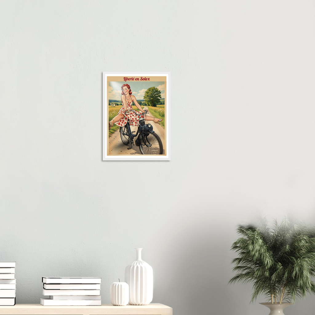 Affiche Liberté en Solex | Affiche vintage rétro – Collection Vintage Stories VS N°002 – StudioRetroPop® – 30x40 cm / 12x16″