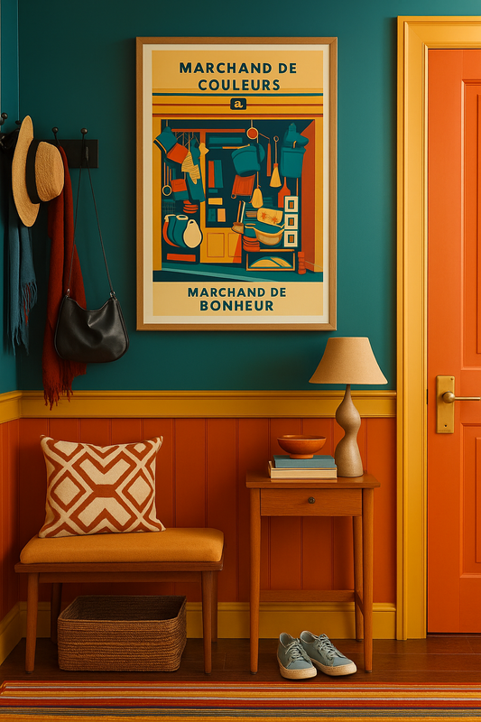 Studioretropop Affiche (70s) Marchand de Couleurs - Format 49 x 69 cm avec cadre noir ou blanc by Spreadconnect