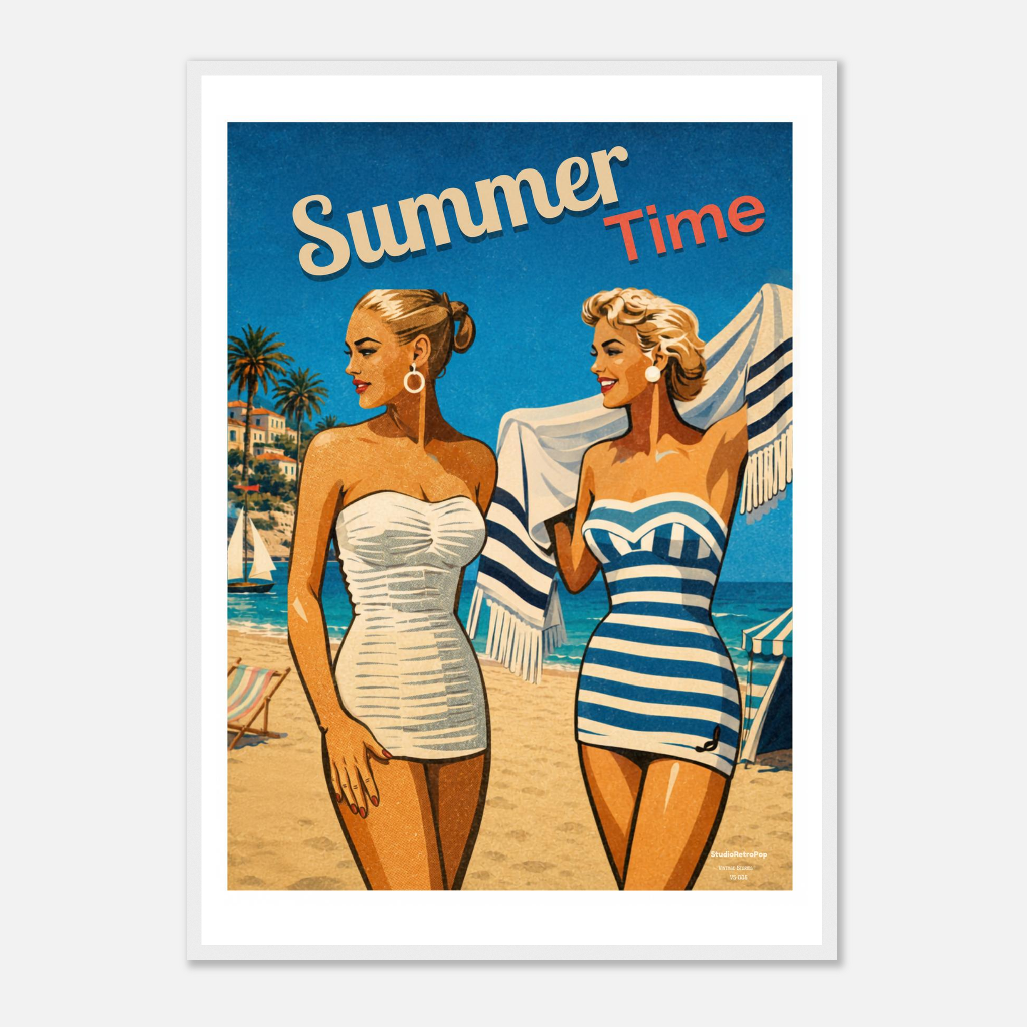 Affiche Summer Time – Affiche Mode - Collection Vintage Stories VS N°006 – StudioRetroPop® – 30x40 cm / 12x16″