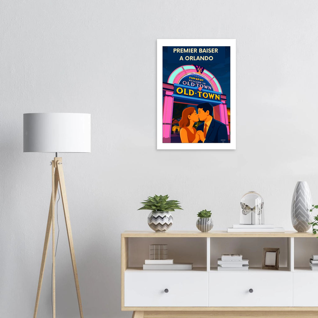 Affiche Premier baiser à Orlando  - Affiche vintage - Collection Love Stories N°002 – StudioRetroPop® – 30x40 cm / 12x16″
