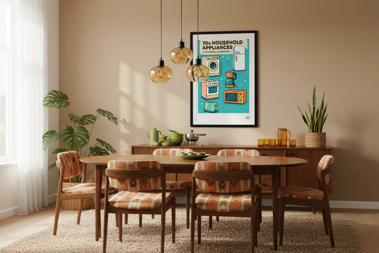 Affiche Électroménager - Mockup dining mid-century