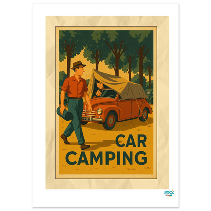 Affiche « Car Camping » – L’aventure rétro en pleine nature - StudioRetroPop