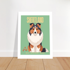 Affiche Shertland–Agile- Affectueux -dévoué - Poster 30 x40 cm - Collection Dogs stories – StudioRetroPop®