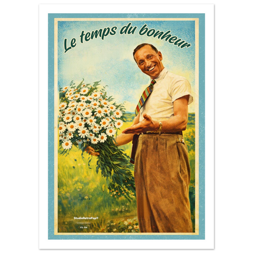 Affiche Le temps du bonheur- Affiche décorative - Collection Vintage Stories VS N°014 – StudioRetroPop® – 30x40 cm / 12x16″