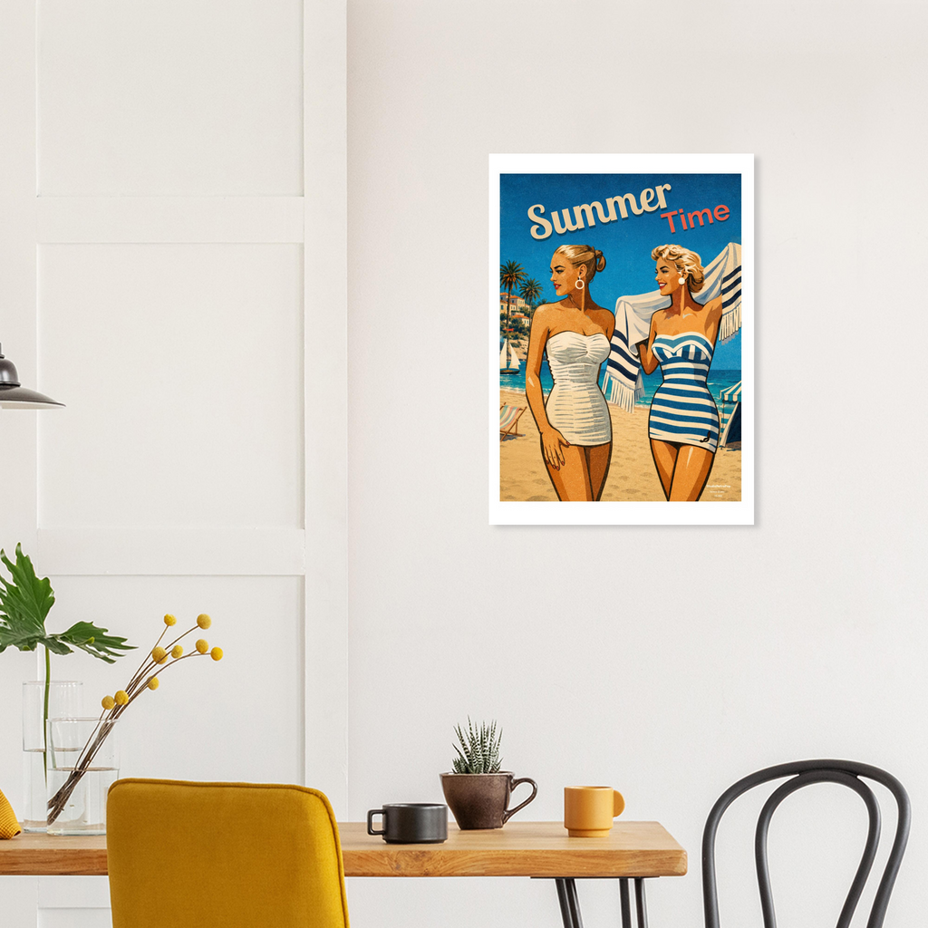 Affiche Summer Time – Affiche Mode - Collection Vintage Stories VS N°006 – StudioRetroPop® – 30x40 cm / 12x16″