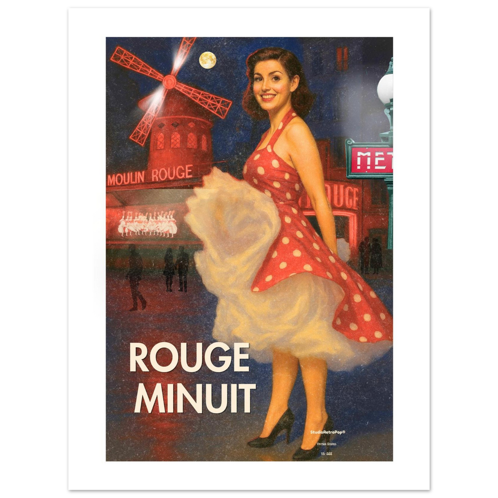 Affiche Rouge Minuit - Affiche Histoires urbaines - Collection Vintage Stories VS N°008 – StudioRetroPop® – 30x40 cm / 12x16″