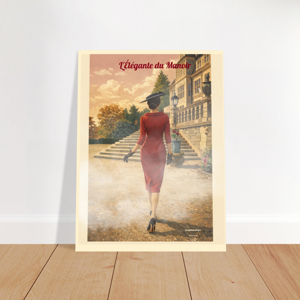 Affiche L'élégante du manoir — Affiche vintage chic – Collection Vintage Stories VS N°005 – StudioRetroPop® – 30x40 cm / 12x16″