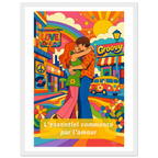 Affiche L’essentiel commence par l’amour - Affiche Colorée - Collection Love Stories LS N°001 – StudioRetroPop® – 30x40 cm / 12x16″