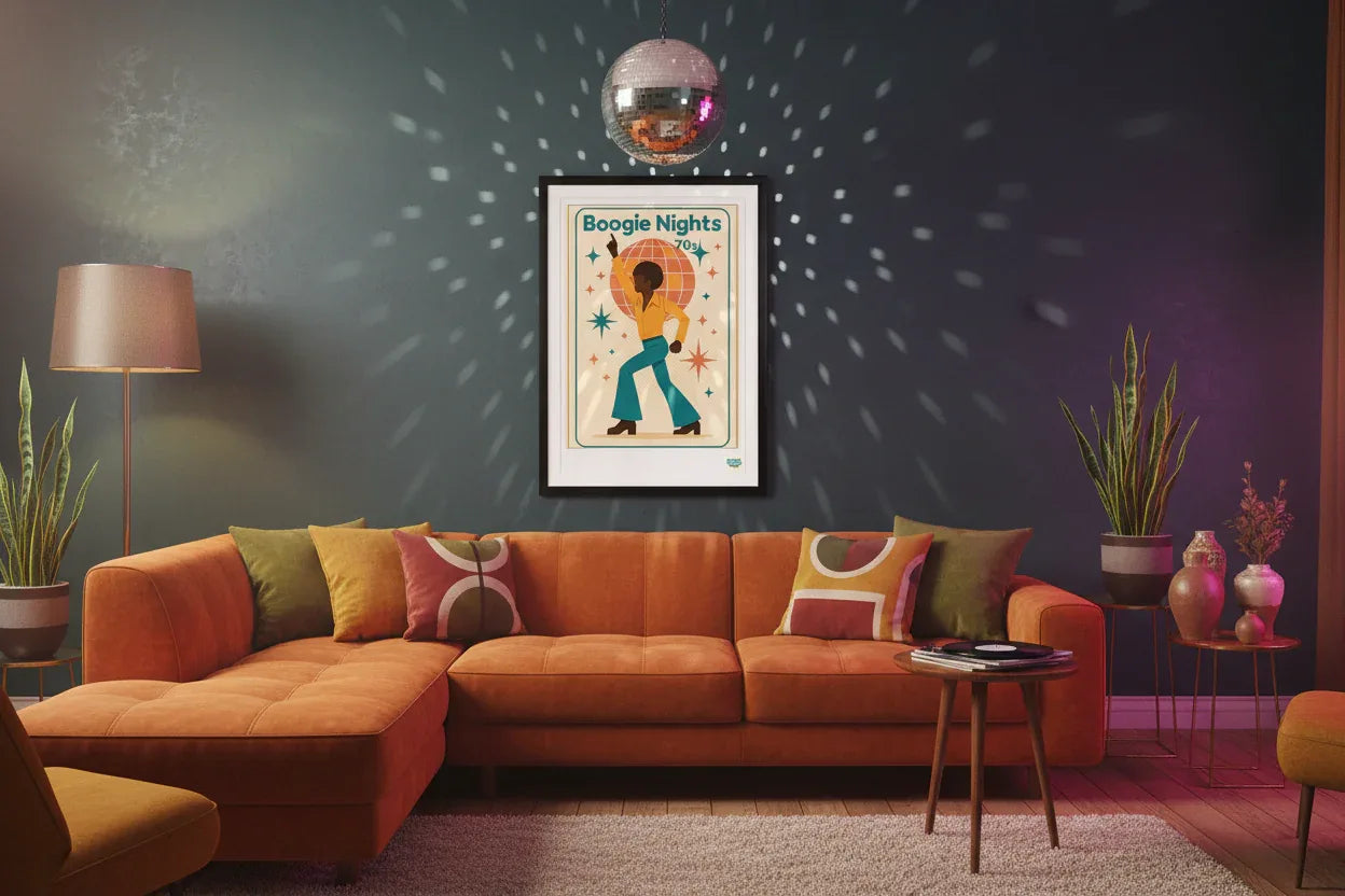 Affiche rétro Boogie Nights Disco Années 70 décoration murale lounge
