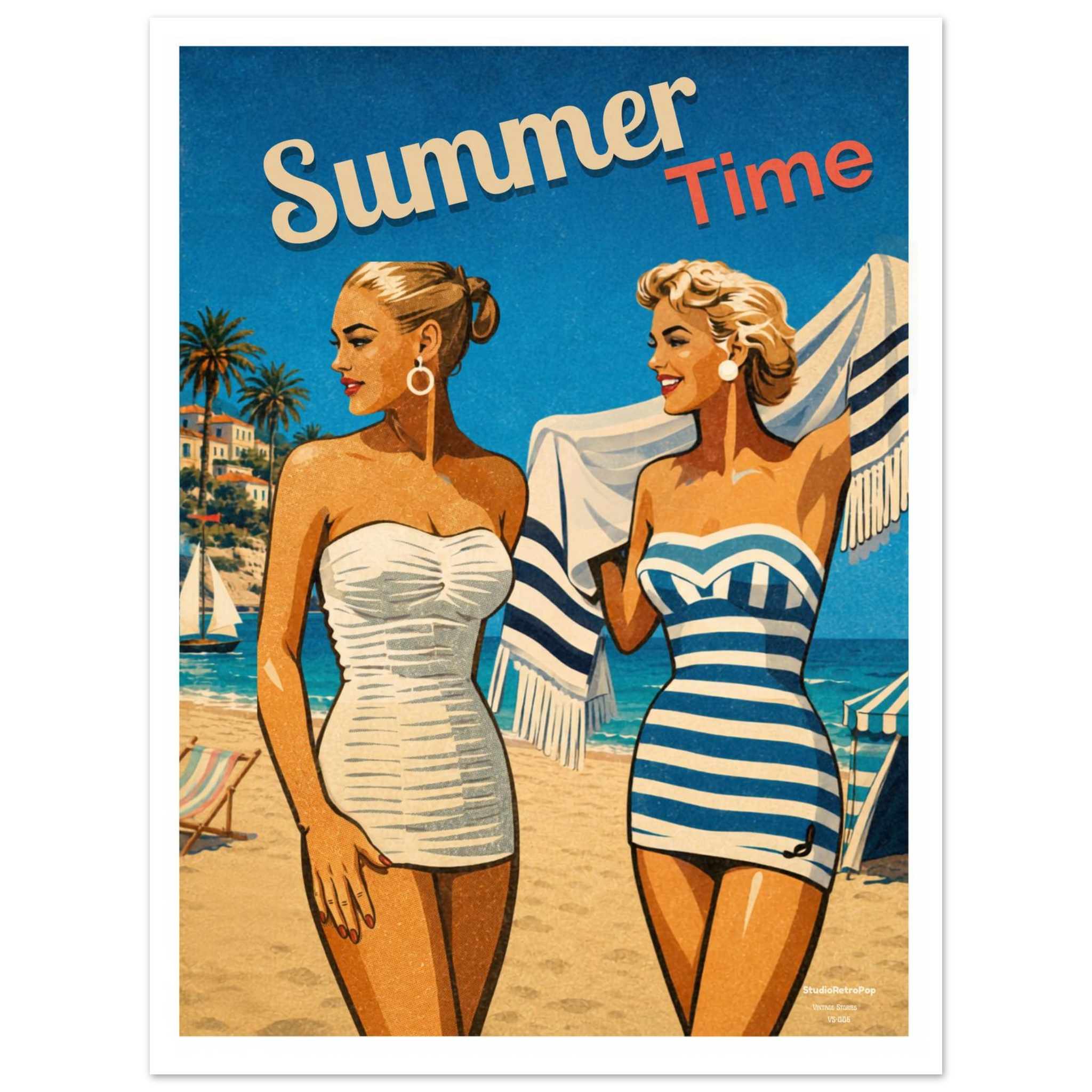 Affiche Summer Time – Affiche Mode - Collection Vintage Stories VS N°006 – StudioRetroPop® – 30x40 cm / 12x16″