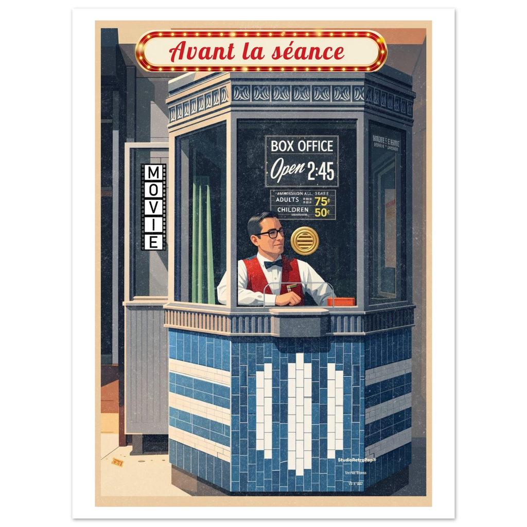 Affiche Avant la séance - Affiche Histoires urbaines - Collection Vintage Stories VS N°007 – StudioRetroPop® – 30x40 cm / 12x16″