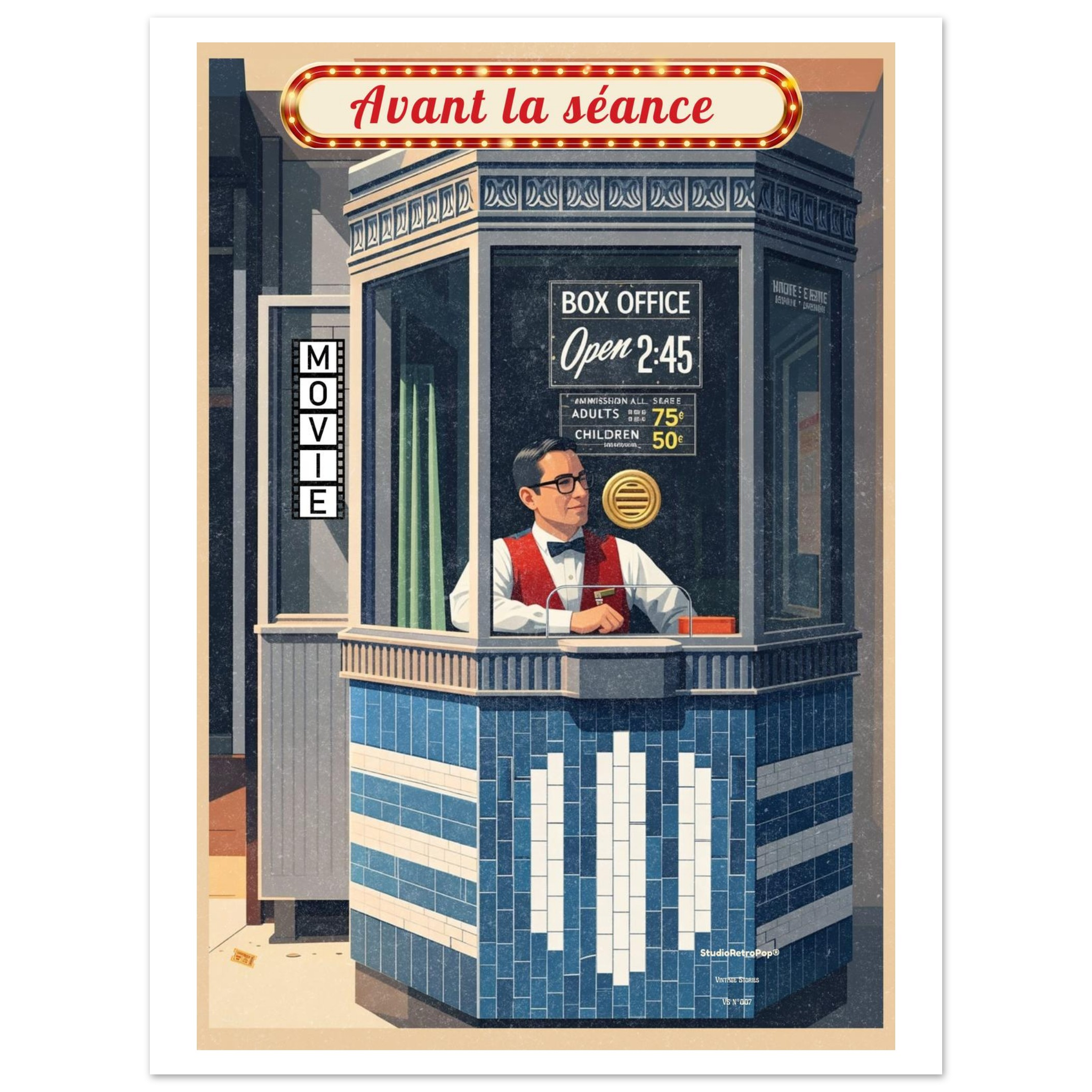 Affiche Avant la séance - Affiche Histoires urbaines - Collection Vintage Stories VS N°007 – StudioRetroPop® – 30x40 cm / 12x16″