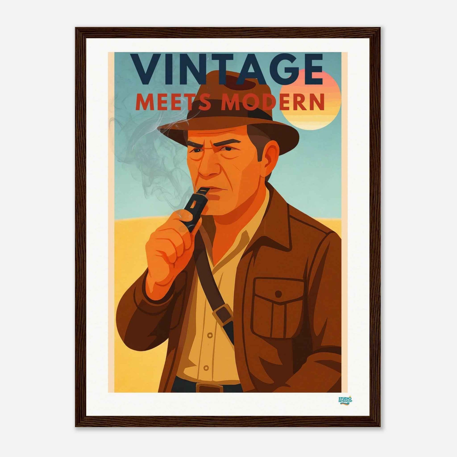 Studioretropop affiche (2000 et +) Vintage meets modern  Format 30 x 40cm avec cadre en bois marron foncé