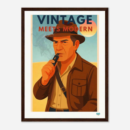 Studioretropop affiche (2000 et +) Vintage meets modern  Format 30 x 40cm avec cadre en bois marron foncé