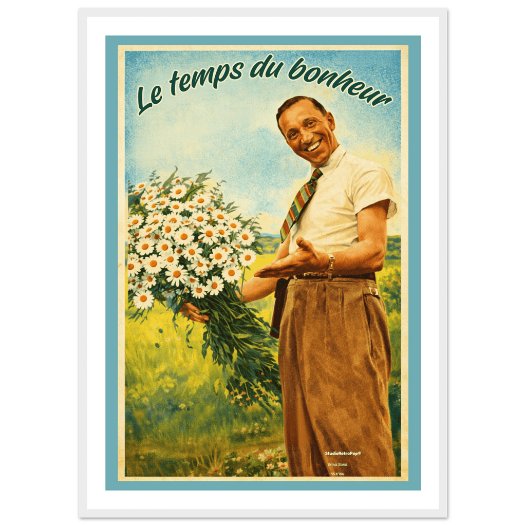 Affiche Le temps du bonheur- Affiche décorative - Collection Vintage Stories VS N°014 – StudioRetroPop® – 30x40 cm / 12x16″