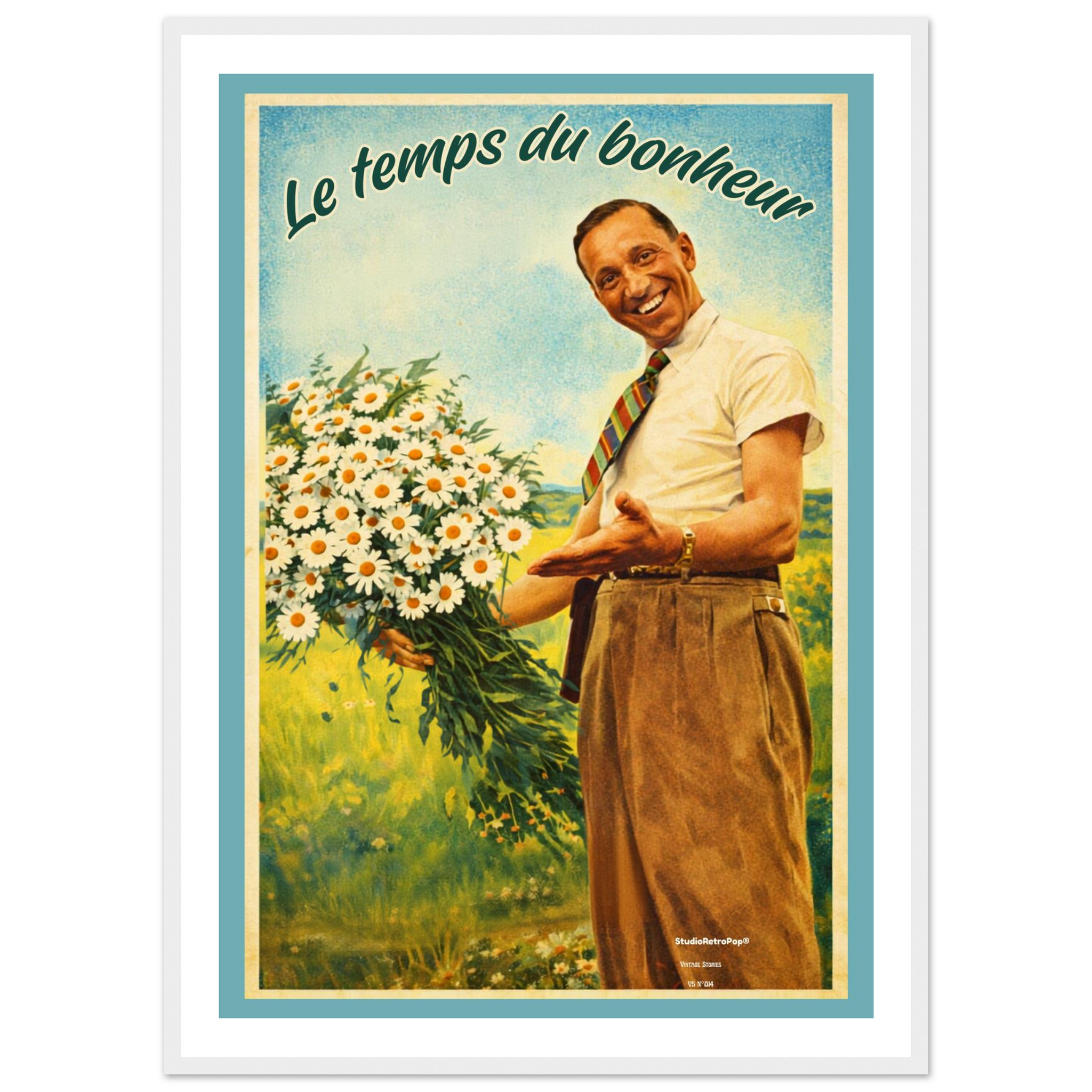 Affiche Le temps du bonheur- Affiche décorative - Collection Vintage Stories VS N°014 – StudioRetroPop® – 30x40 cm / 12x16″
