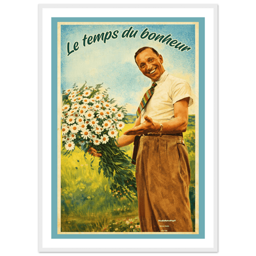 Affiche Le temps du bonheur- Affiche décorative - Collection Vintage Stories VS N°014 – StudioRetroPop® – 30x40 cm / 12x16″