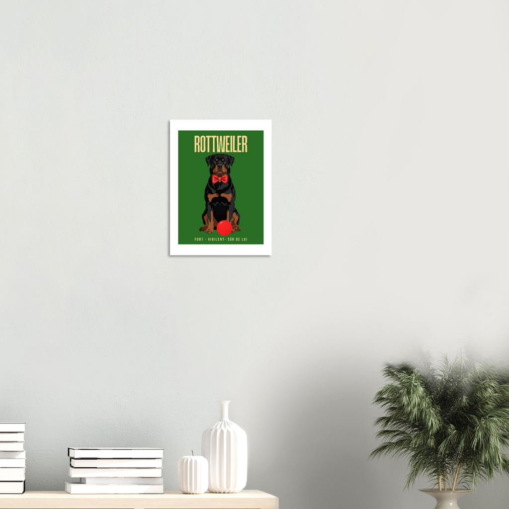 Affiche Rottweiler– Fort - vigilent - Sûr de lui - Poster 30 x40 cm - Collection Dogs stories – StudioRetroPop®