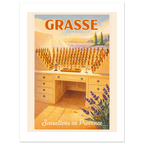 Affiche Grasse Sensation de Provence - affiche Touristique - Collection Riviera Stories RS N°005 – StudioRetroPop® – 30x40 cm / 12x16″