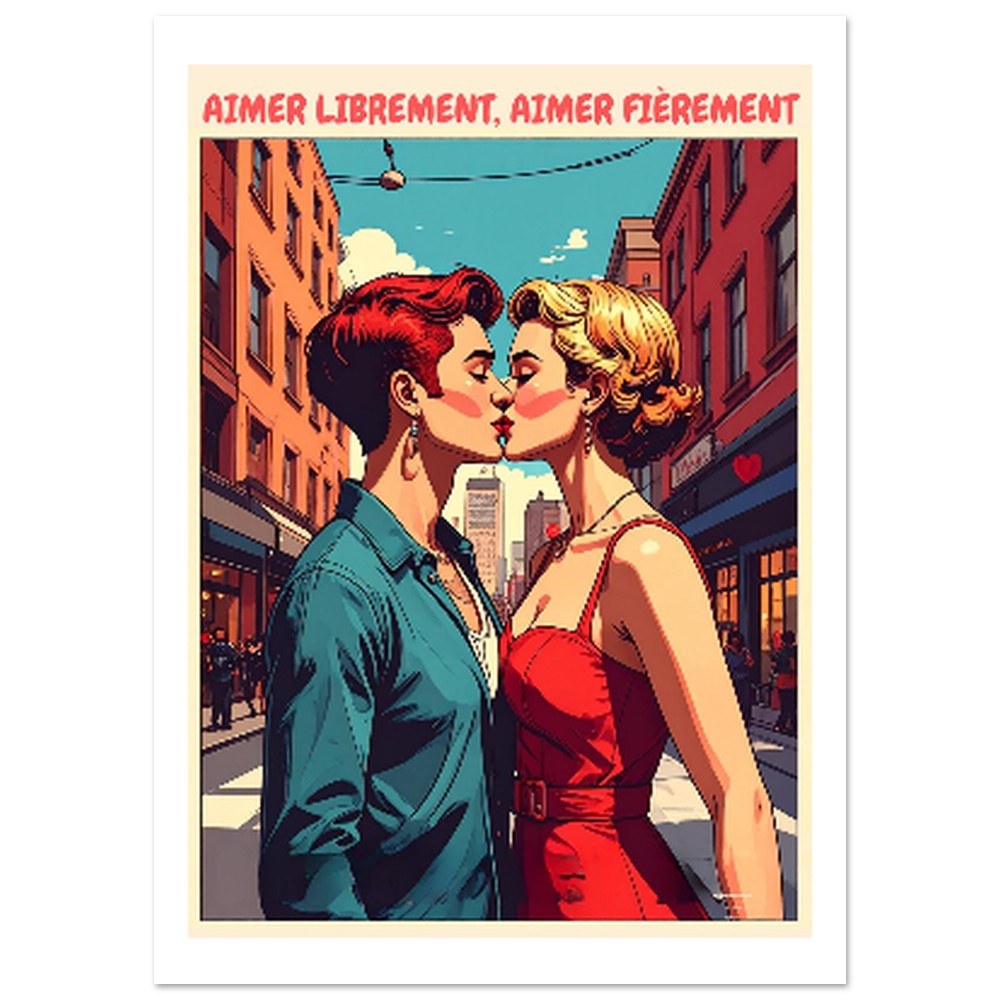 Affiche Aimer librement, aimer fierement - Illustration Moderne - Collection Love stories LS N°004 – StudioRetroPop® – 30x40 cm / 12x16″