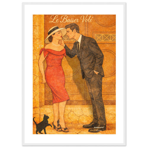 Affiche Le baiser volé | Affiche rétro romance – Collection Vintage Stories VS N°003 – StudioRetroPop® – 30x40 cm / 12x16″