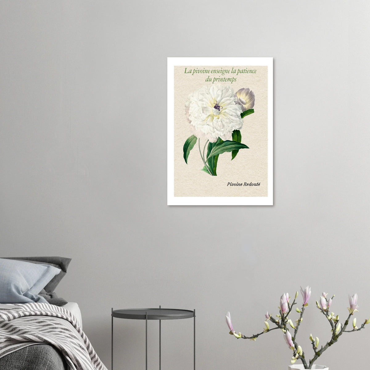 Affiche La pivoine Redouté - Affiche Vintage Botanical  - Collection Flower Stories FS N°001 – StudioRetroPop® – 30x40 cm / 12x16″