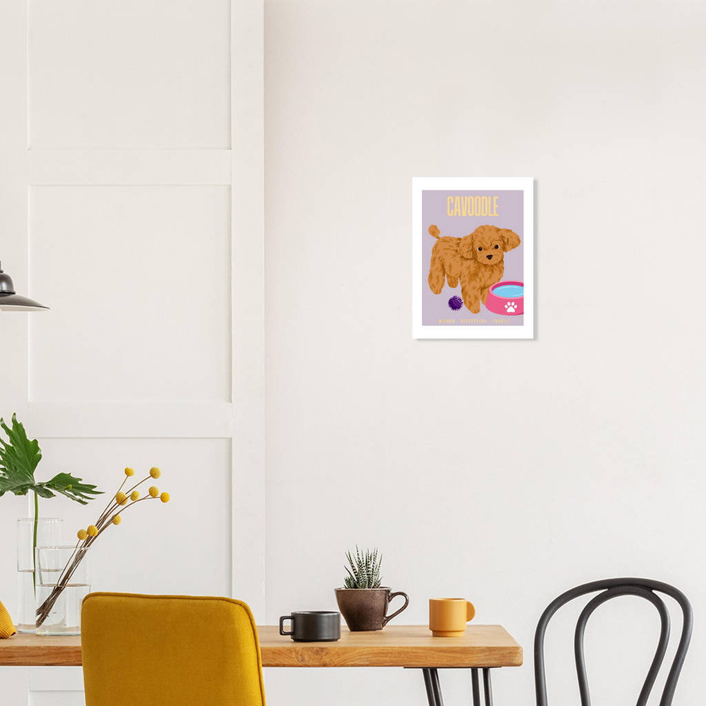 Affiche Cavoodle - Mignon - Affectueux - Fragile – Poster 30 x40 cm - Collection Dogs stories – StudioRetroPop® – Design Option 1