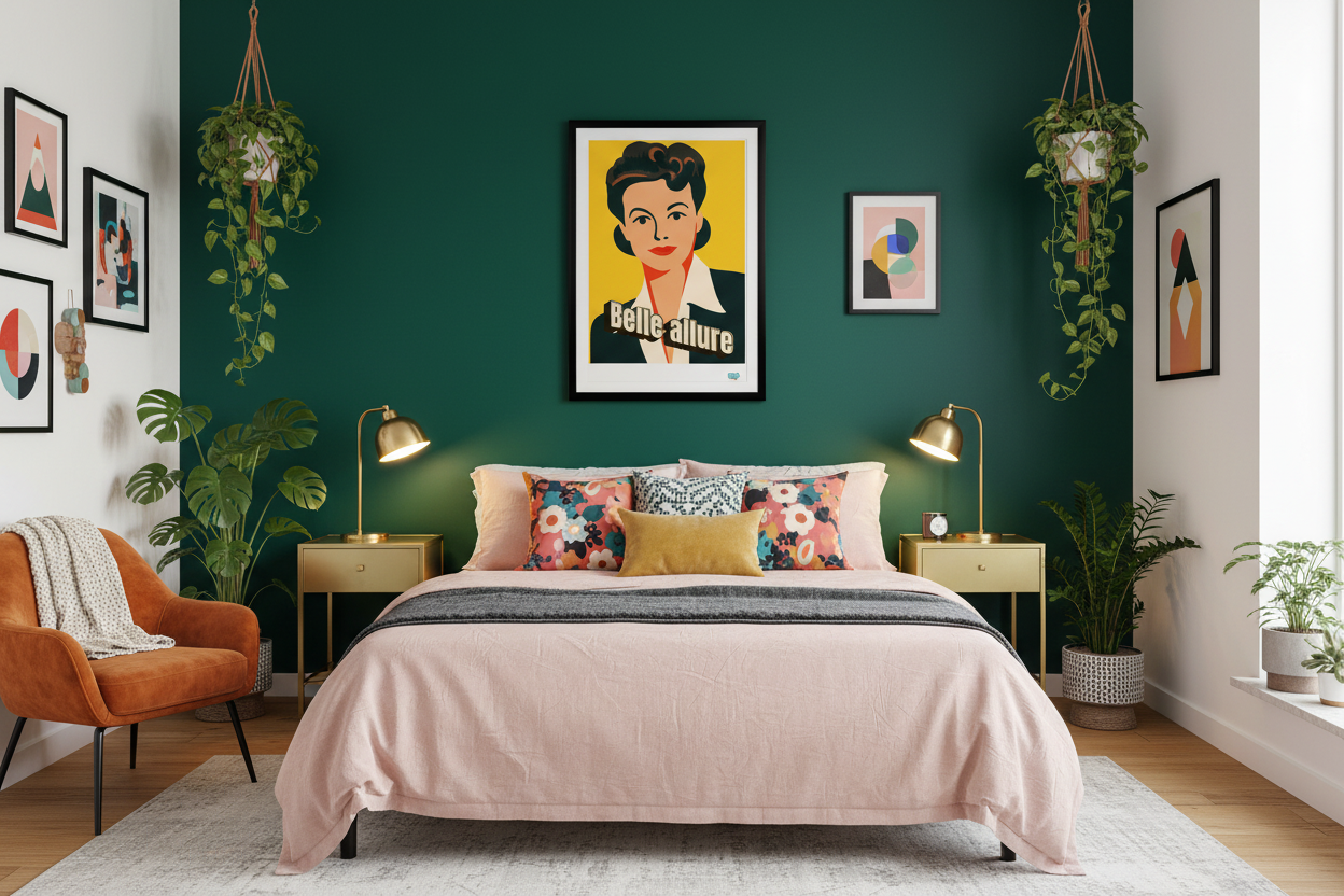 Chambre colorée avec affiche Belle allure